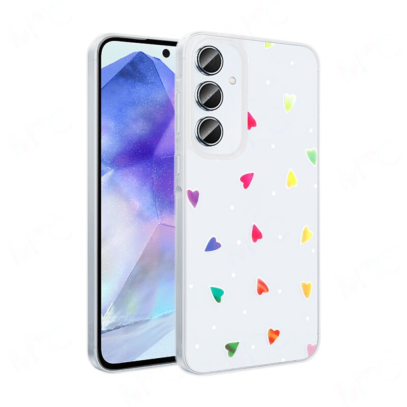 Galaxy A16 Kılıf Şeffaf Figürlü Zore Folk Sert Kapak Kalp