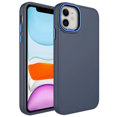 Apple iPhone 11 Kılıf Metal Çerçeve ve Buton Tasarımlı Silikon Zore Luna Kapak