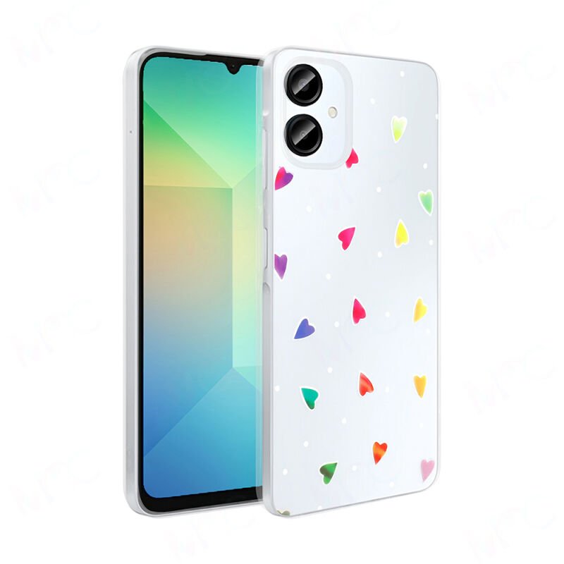 Galaxy A06 Kılıf Şeffaf Figürlü Zore Folk Sert Kapak Kalp