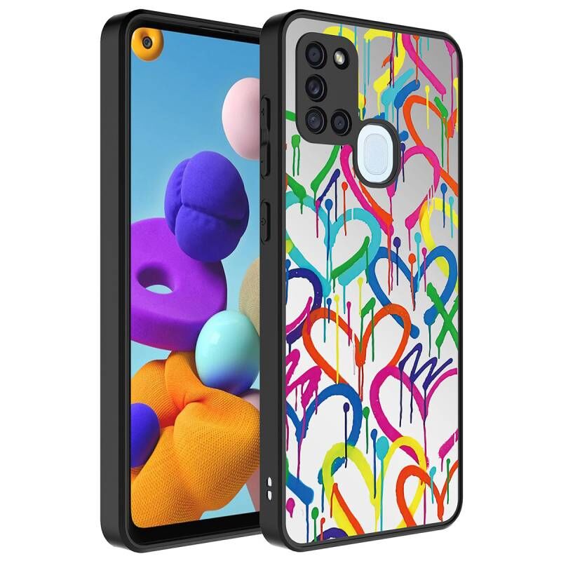 Galaxy A21S Kılıf Aynalı Desenli Kamera Korumalı Parlak Zore Mirror Kapak