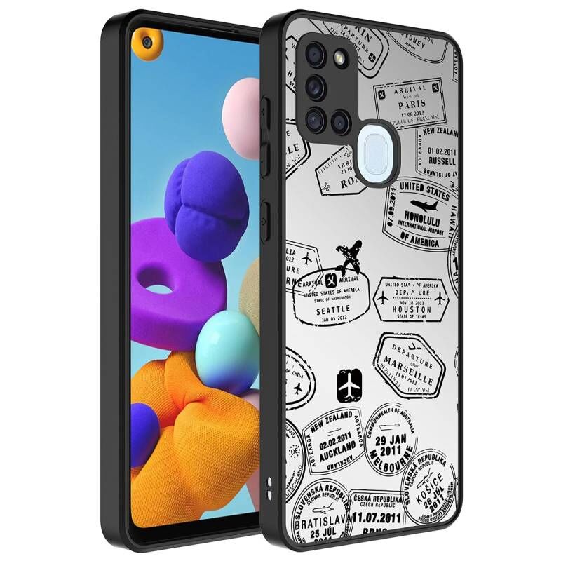 Galaxy A21S Kılıf Aynalı Desenli Kamera Korumalı Parlak Zore Mirror Kapak