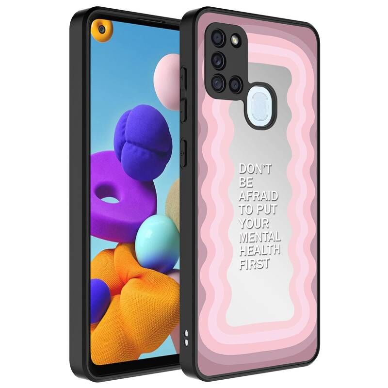 Galaxy A21S Kılıf Aynalı Desenli Kamera Korumalı Parlak Zore Mirror Kapak