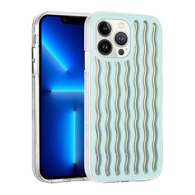 Apple iPhone 14 Pro Max Kılıf Kabartmalı Dalga Tasarımlı Silikon Zore İsmira Kapak