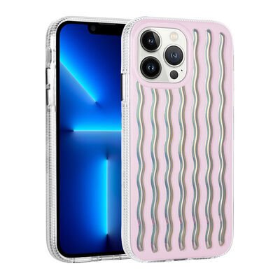 Apple iPhone 14 Pro Max Kılıf Kabartmalı Dalga Tasarımlı Silikon Zore İsmira Kapak