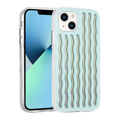 Apple iPhone 14 Kılıf Kabartmalı Dalga Tasarımlı Silikon Zore İsmira Kapak
