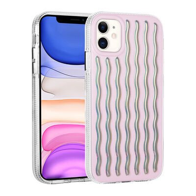 Apple iPhone 11 Kılıf Kabartmalı Dalga Tasarımlı Silikon Zore İsmira Kapak