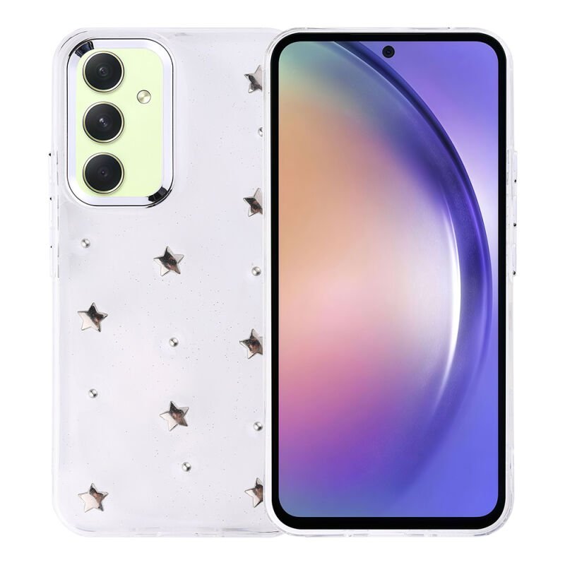 Galaxy A54 Kılıf Airbag Tasarımlı Simli Şeffaf Zore Kutup Kapak