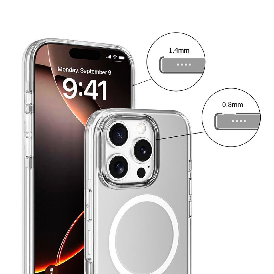 Apple iPhone 16 Pro Kılıf M-safe Şarj Özellikli Kamera Korumalı Zore Kripto Kapak Şeffaf