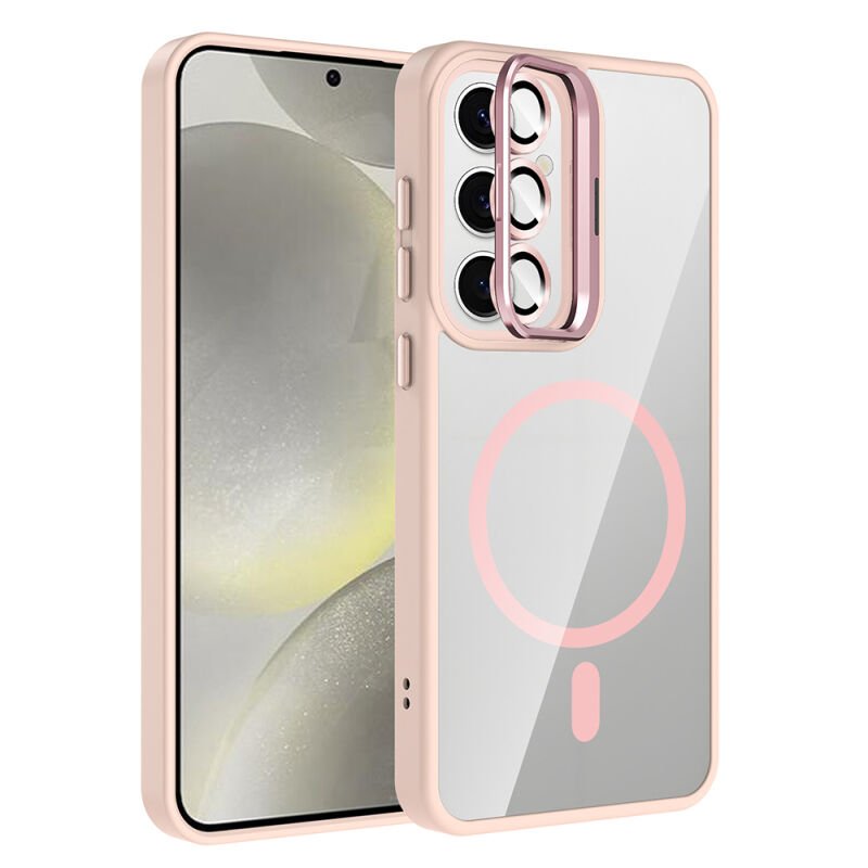 Galaxy S25 Kılıf Standlı ve Kamera Lens Hediyeli M-Safe Şarj Özellikli Zore Etro Kapak