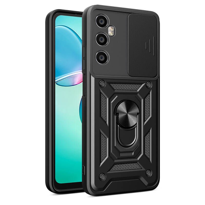 Realme C65 4G Kılıf Magnetik Standlı Kamera Korumalı Zore Sürgülü Vega Kapak