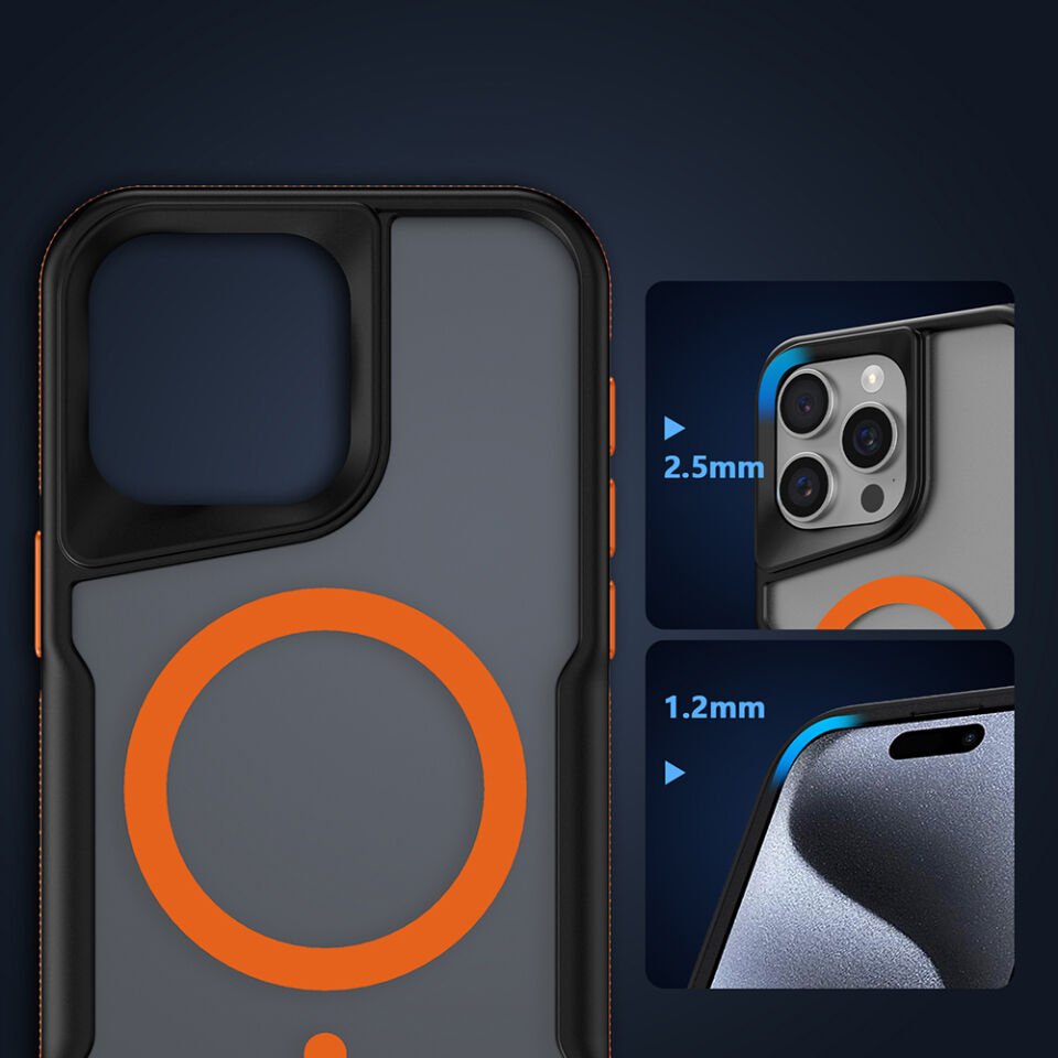 Apple iPhone 15 Pro Kılıf M-safe Şarj Özellikli Renkli Kenar Airbag Şeritli Zore Lamer Kapak