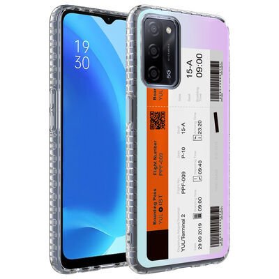 Oppo A54 4G Kılıf Airbag Kenarlı Renkli Desenli Silikon Zore Elegans Kapak