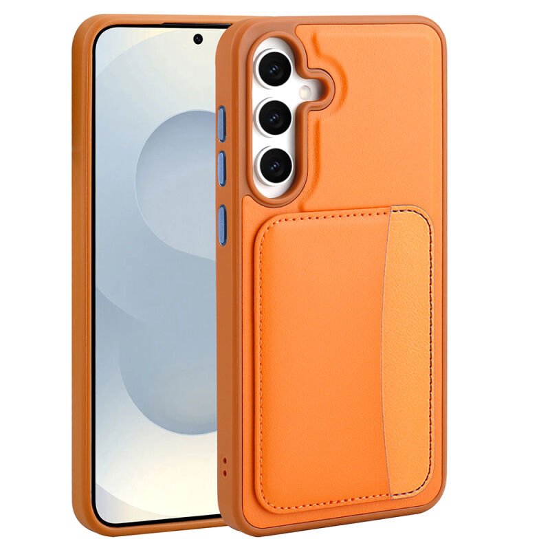 Galaxy A26 Kılıf Kartlıklı Zore X-Kart Silikon Kapak Turuncu