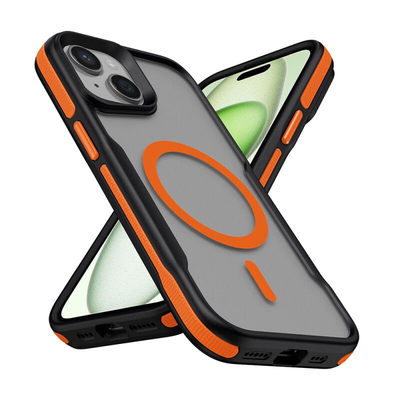 Apple iPhone 14 Plus Kılıf M-safe Şarj Özellikli Renkli Kenar Airbag Şeritli Zore Lamer Kapak