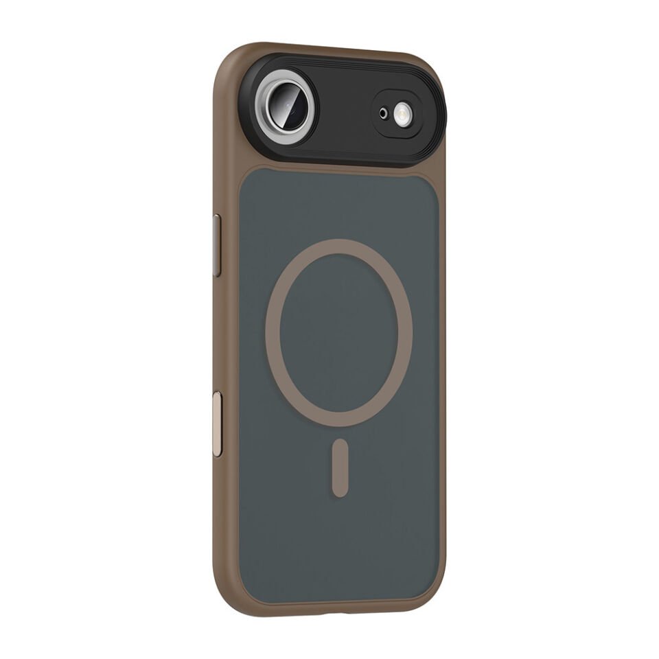 Apple iPhone 17 Air Kılıf Mat Arka Yüzey Wireless Şarj Özellikli Zore Flet M-safe Kapak Desert Titanyum