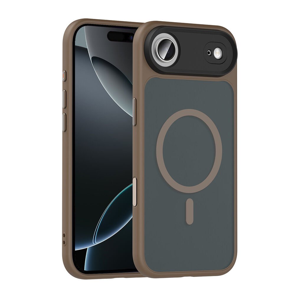 Apple iPhone 17 Air Kılıf Mat Arka Yüzey Wireless Şarj Özellikli Zore Flet M-safe Kapak Desert Titanyum