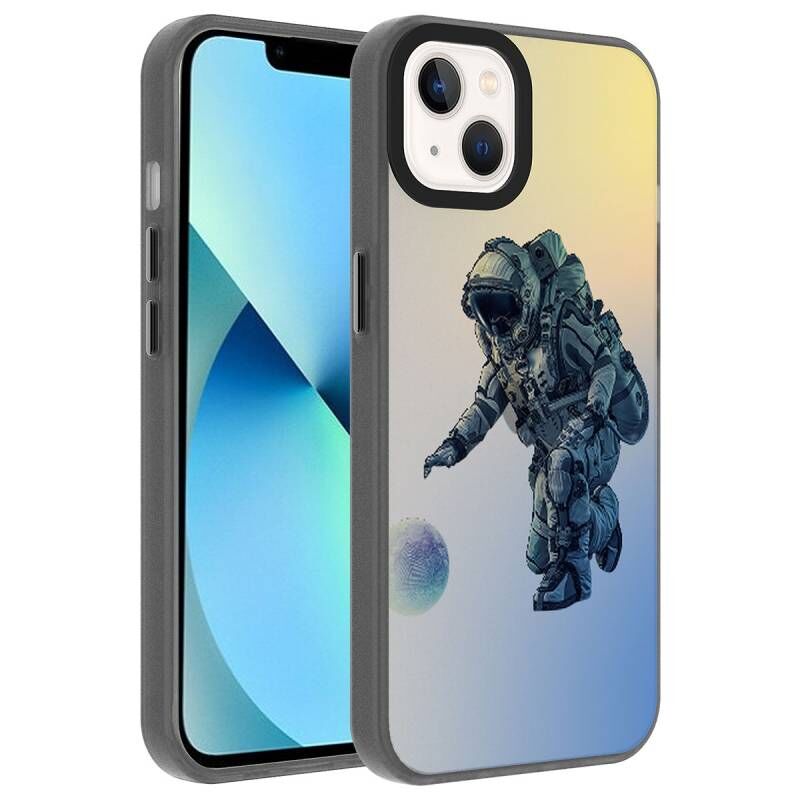 Apple iPhone 14 Kılıf Desenli Zore Dragon Sert Kapak Astronot