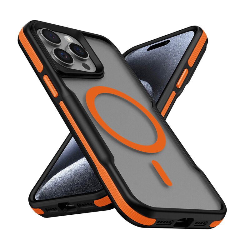 Apple iPhone 14 Pro Kılıf M-safe Şarj Özellikli Renkli Kenar Airbag Şeritli Zore Lamer Kapak