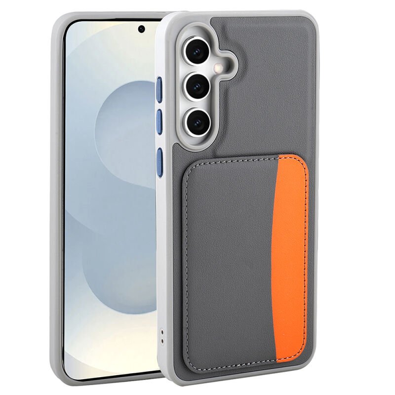 Galaxy A56 Kılıf Kartlıklı Zore X-Kart Silikon Kapak Koyu Gri