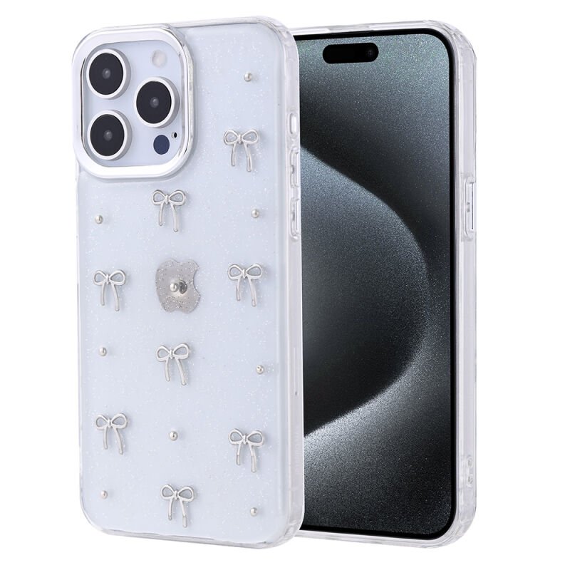 Apple iPhone 15 Pro Max Kılıf Airbag Tasarımlı Simli Şeffaf Zore Kutup Kapak