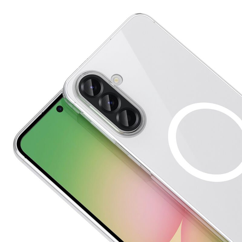 Galaxy A56 Kamera Korumalı M-Safe Şarj Özellikli Şeffaf Zore London Sert PC Kapak