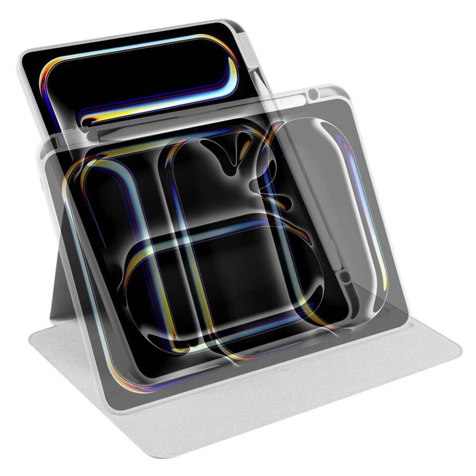 Apple iPad Pro 11 2025 M5 Kılıf Zore Termik Kalem Bölmeli Dönebilen Standlı Kılıf