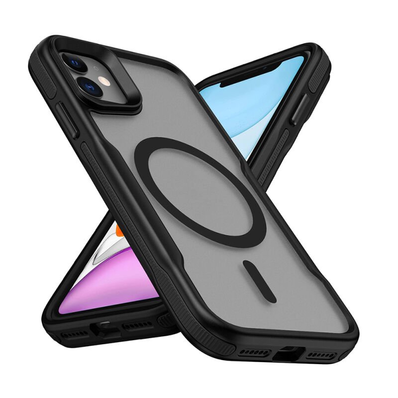 Apple iPhone 11 Kılıf M-safe Şarj Özellikli Renkli Kenar Airbag Şeritli Zore Lamer Kapak