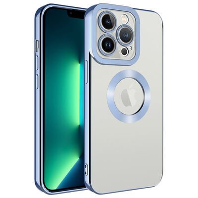 Apple iPhone 13 Pro Max Kılıf Kamera Korumalı Logo Gösteren Zore Omega Kapak Açık Mavi