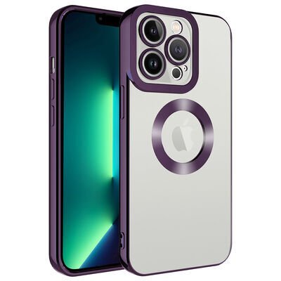 Apple iPhone 13 Pro Kılıf Kamera Korumalı Logo Gösteren Zore Omega Kapak Derin Mor