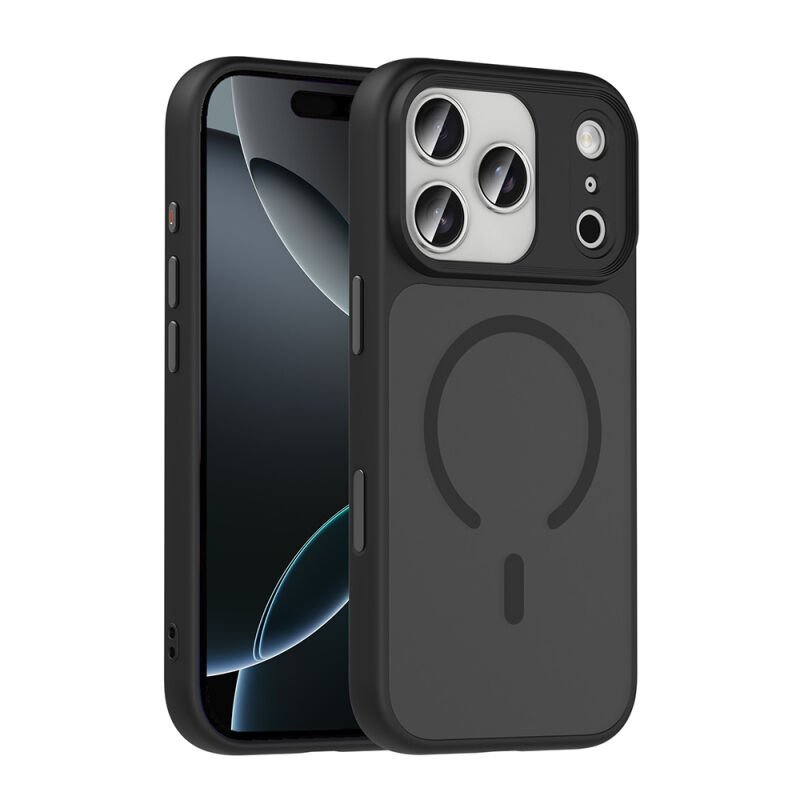 Apple iPhone 17 Pro Max Kılıf Mat Arka Yüzey Wireless Şarj Özellikli Zore Flet M-safe Kapak
