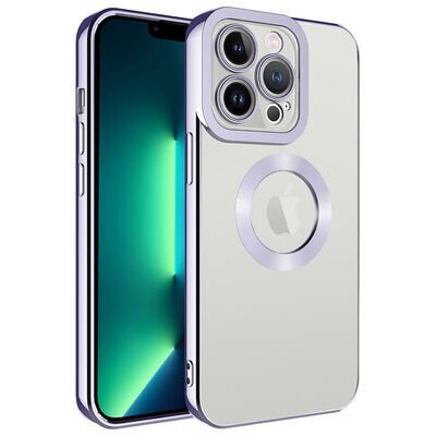 Apple iPhone 13 Pro Kılıf Kamera Korumalı Logo Gösteren Zore Omega Kapak Lila