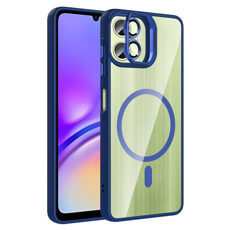 Galaxy A06 Kılıf Standlı ve Kamera Lens Hediyeli M-Safe Şarj Özellikli Zore Etro Kapak