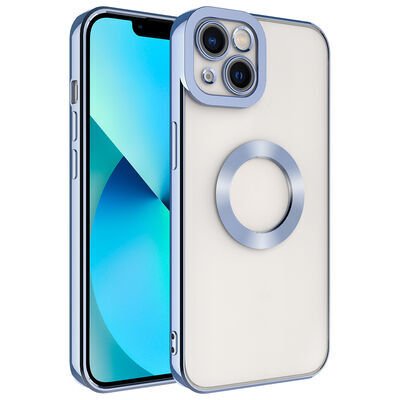 Apple iPhone 13 Kılıf Kamera Korumalı Logo Gösteren Zore Omega Kapak Açık Mavi