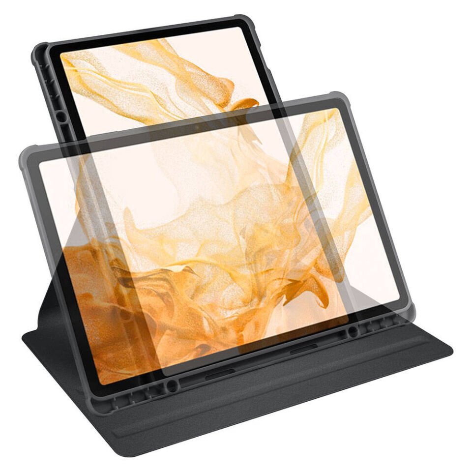 Galaxy Tab S10 Plus Kılıf Zore Termik Kalem Bölmeli Dönebilen Standlı Kılıf Siyah