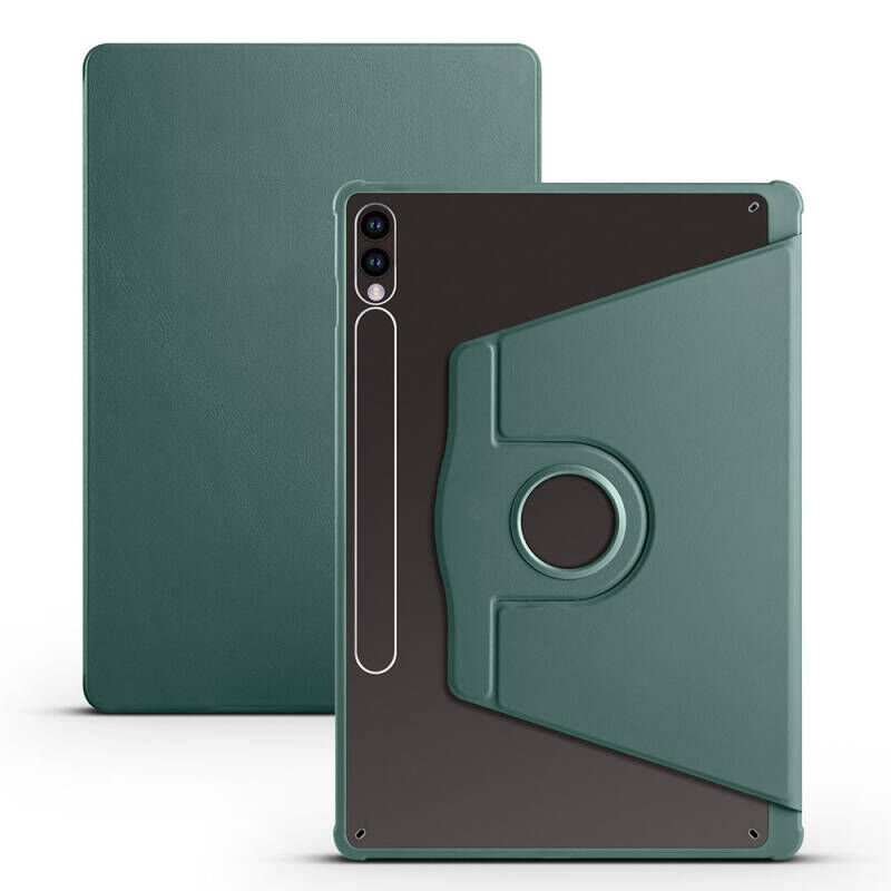 Galaxy Tab S10 Plus Kılıf Zore Termik Kalem Bölmeli Dönebilen Standlı Kılıf Koyu Yeşil