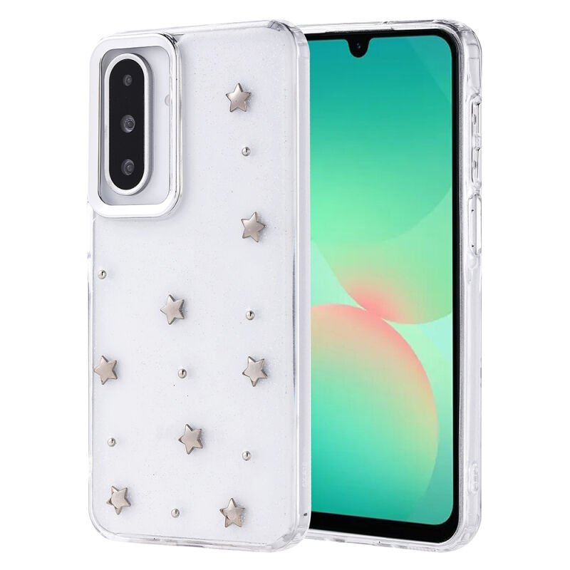 Galaxy A26 Kılıf Airbag Tasarımlı Simli Şeffaf Zore Kutup Kapak
