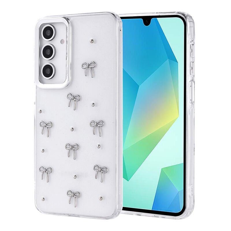 Galaxy A16 Kılıf Airbag Tasarımlı Simli Şeffaf Zore Kutup Kapak