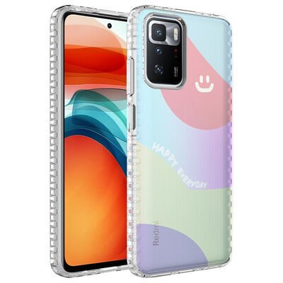 Xiaomi Redmi 10 Kılıf Airbag Kenarlı Renkli Desenli Silikon Zore Elegans Kapak