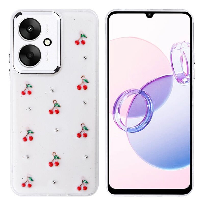 Xiaomi Poco C65 Kılıf Airbag Tasarımlı Simli Şeffaf Zore Kutup Kapak