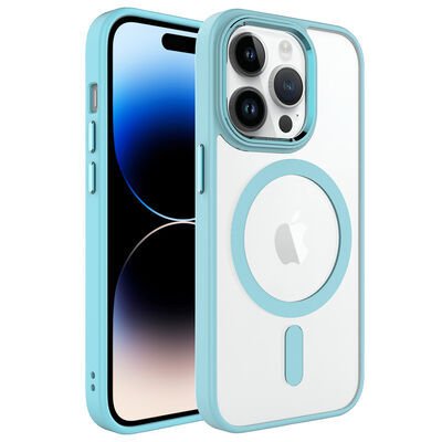 Apple iPhone 14 Pro Kılıf Wireless Şarj Özellikli Zore Krom M-safe Silikon Kapak