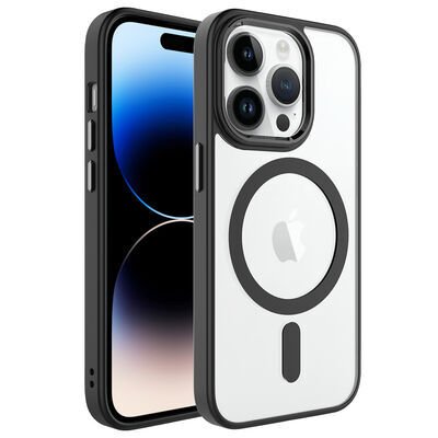 Apple iPhone 14 Pro Kılıf Wireless Şarj Özellikli Zore Krom Magsafe Silikon Kapak
