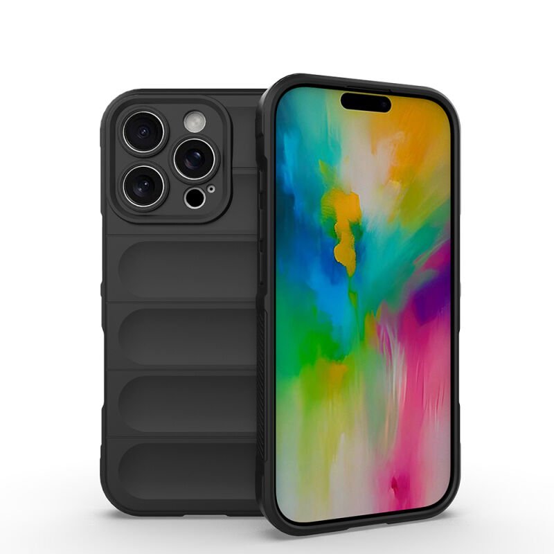 Apple iPhone 16 Pro Kılıf Esnek TPU Oyuklu Arka Yüzey Tasarımlı Zore Etnik Silikon Kapak Siyah