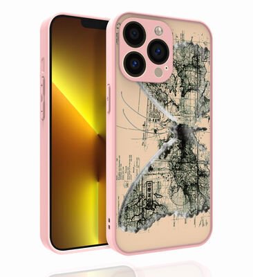Apple iPhone 13 Pro Max Kılıf Desenli Kamera Korumalı Parlak Zore Nora Kapak