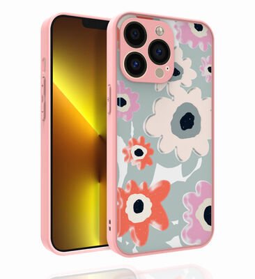 Apple iPhone 13 Pro Max Kılıf Desenli Kamera Korumalı Parlak Zore Nora Kapak