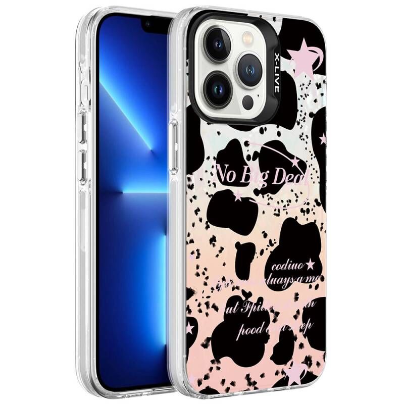 Apple iPhone 13 Pro Max Kılıf Mermer Desenli Zore Marbello Kapak Siyah-Beyaz