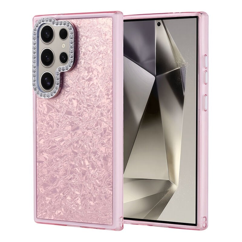 Galaxy S24 Ultra Kılıf Taşlı Tasarımlı Zore Kapi Kapak Pembe