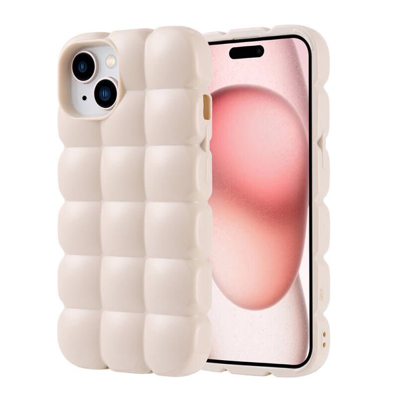 Apple iPhone 15 Kılıf Parlak Esnek Silikon Zore Dom Dom Kapak Beyaz
