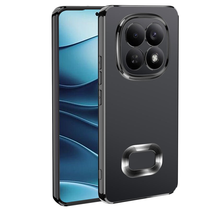 Xiaomi Redmi Note 15 Pro Plus Kılıf Kamera Korumalı Logo Gösteren Zore Omega Kapak Siyah