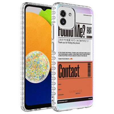 Galaxy A03 Kılıf Airbag Kenarlı Renkli Desenli Silikon Zore Elegans Kapak