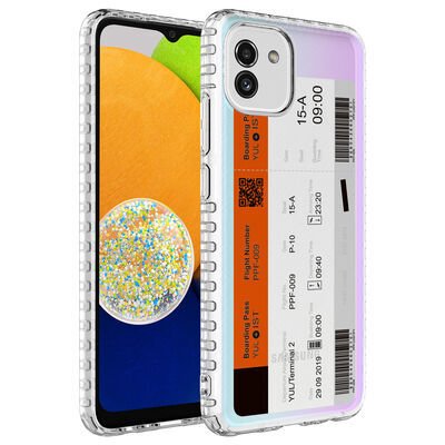 Galaxy A03 Kılıf Airbag Kenarlı Renkli Desenli Silikon Zore Elegans Kapak